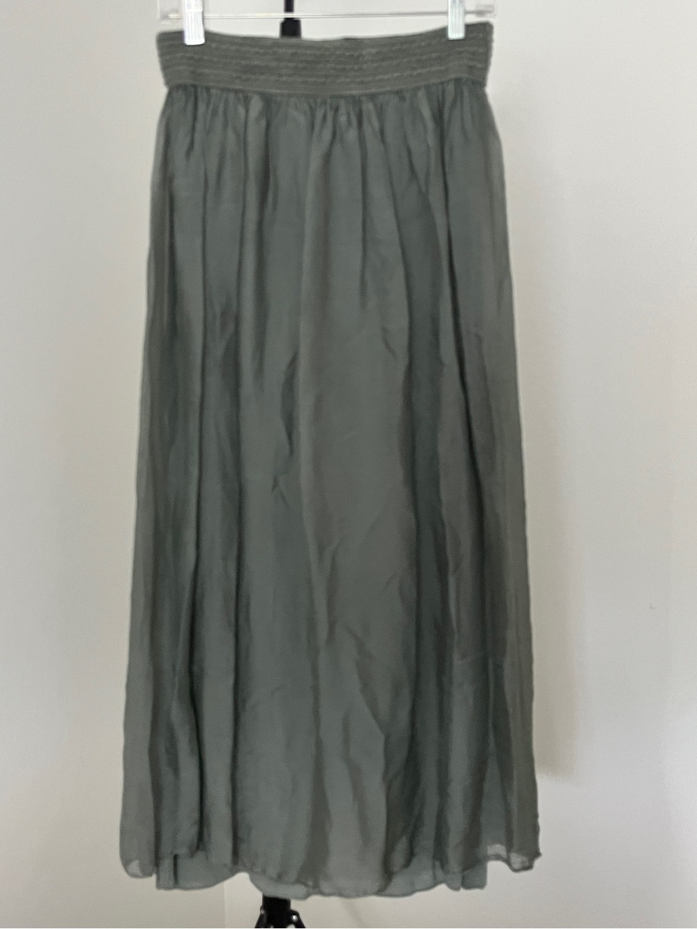 ✨ Belle France Silk Blend Olive Maxi Skirt | Made in Italy | Size M - Picture 4 of 11